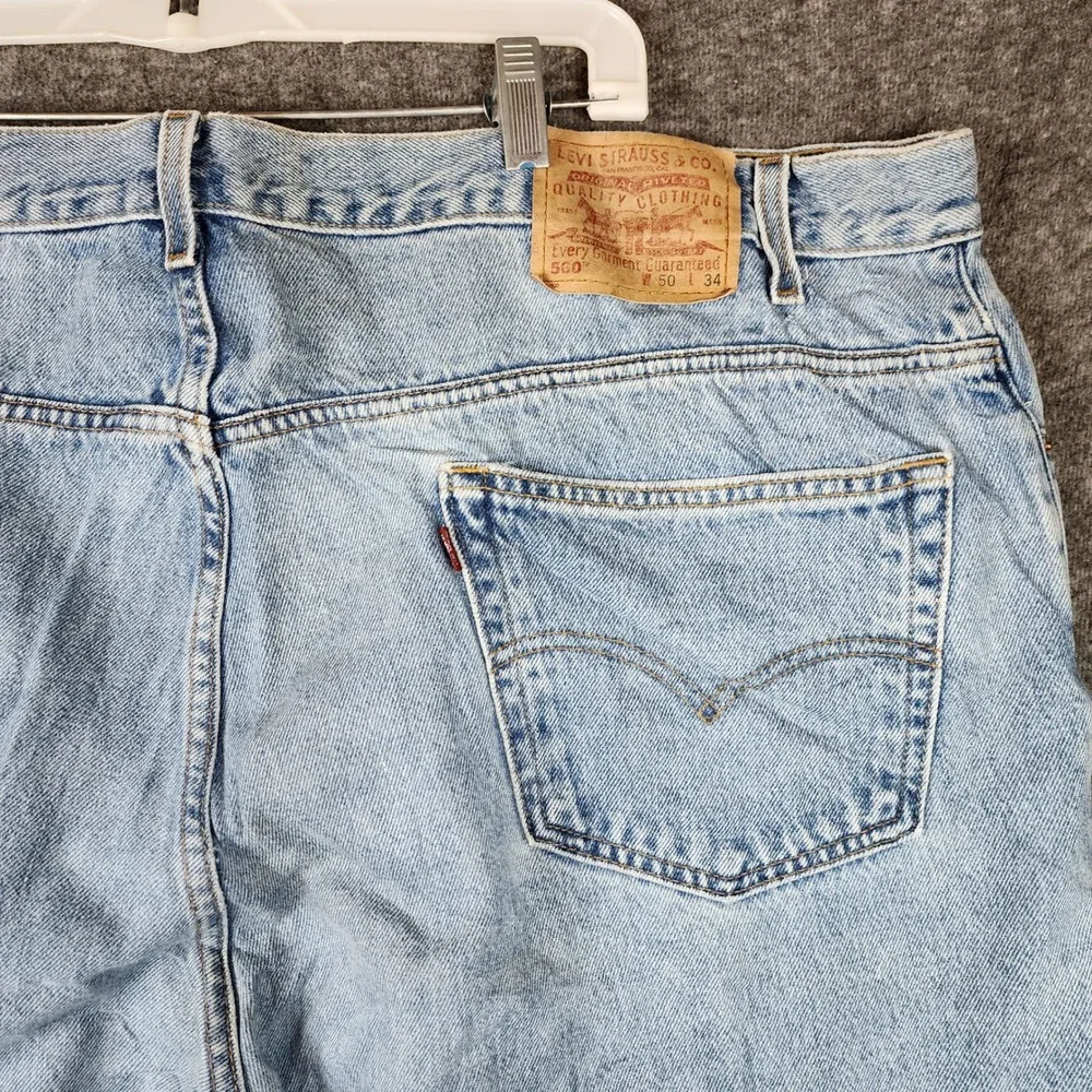 Levi's Jeans Mens 50x34 560 Loose Fit Tapered Leg Light Wash Blue Vintage EUC